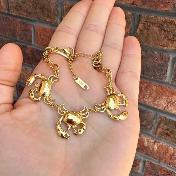 Anthropologie Crab 18K Gold Plated Stainless Steel Waterproof Bracelet - Picture 5 of 8
